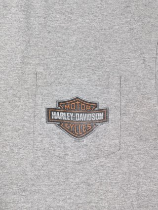 Harley Davidson Camiseta Gris Bolsillo Vintage XXL