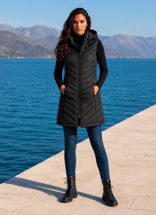 Chaleco largo acolchado mujer