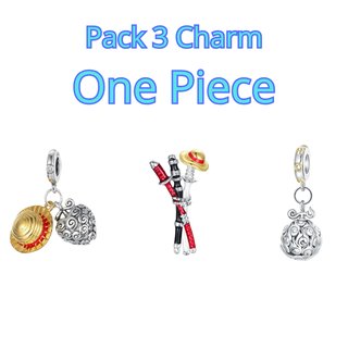 Pack 3 Charms One Piece para Pulsera Pandora Plata