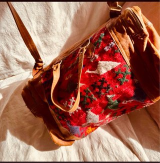 Bolso Cuero y Kilim Tejido
