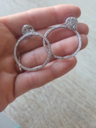 Pendientes aro plateados con brillantes