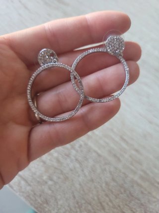 Pendientes aro plateados con brillantes