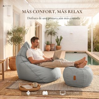 Puff Exterior Aiire Olefina Reposapiés Gris