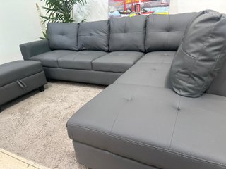 Sofá modular gris 245cm + puff
