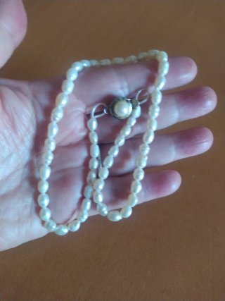 Collana perle bianche con chiusura argento