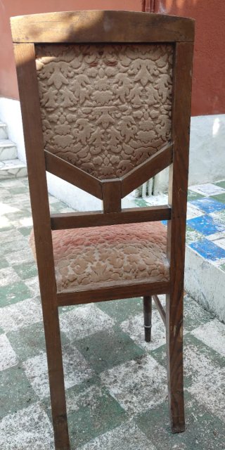 Set di 6 sedie da pranzo antiche in legno imbottite