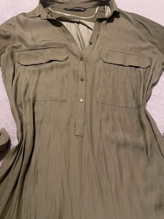 Vestido camisero Zara verde oliva