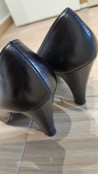 Scarpe tacco nere pelle vitello