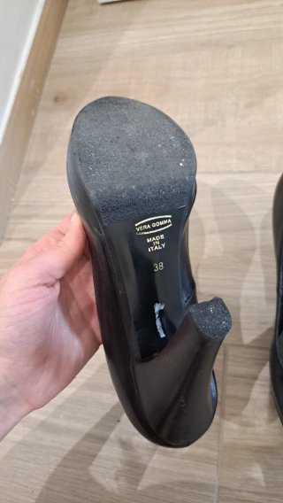 Scarpe tacco nere pelle vitello