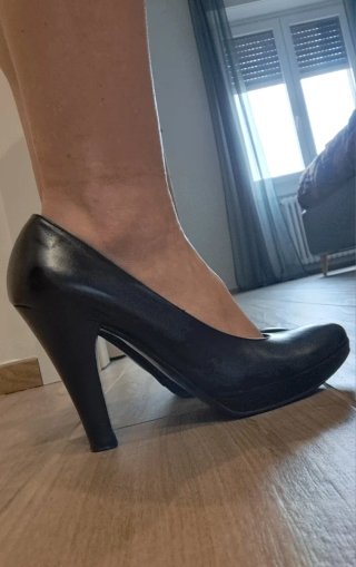 Scarpe tacco nere pelle vitello