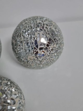 Bolas Decorativas Mosaico Vidrio Plateado