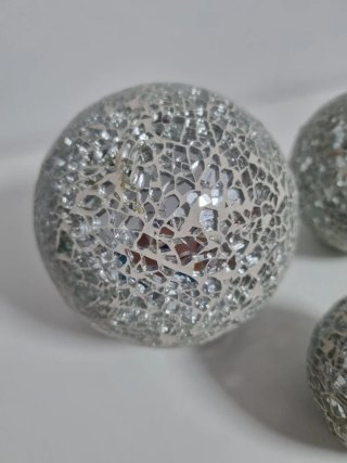 Bolas Decorativas Mosaico Vidrio Plateado