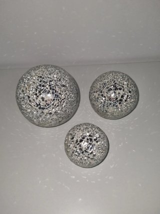 Bolas Decorativas Mosaico Vidrio Plateado