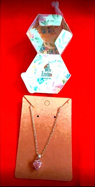 Collana Ezzelino cuore rosa con zircone