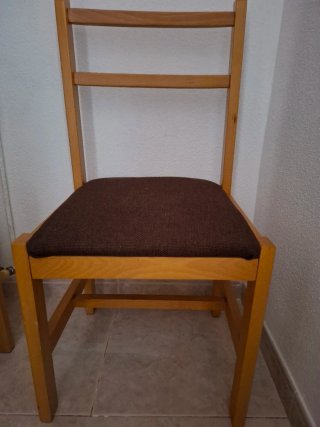 4 Sillas Madera Marrón Tapizado Tela