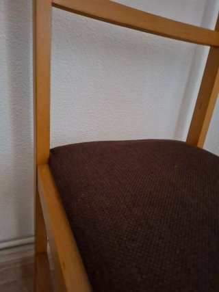 4 Sillas Madera Marrón Tapizado Tela