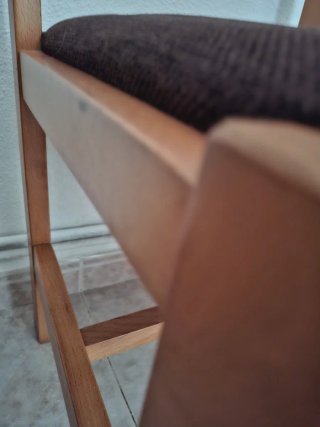 4 Sillas Madera Marrón Tapizado Tela