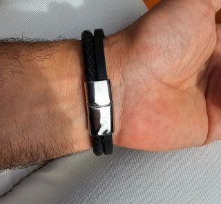 Pulsera Piel y Acero Hombre