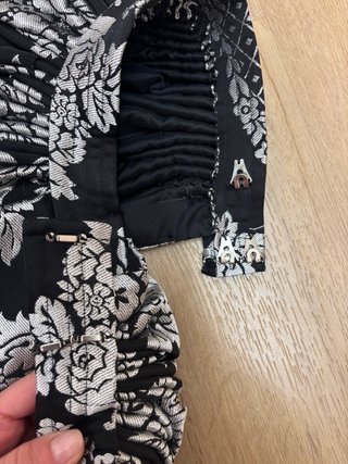 Falda Fallera Brocatel Negro y Plata