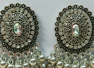 Pendientes fiesta plata y piedra multicolor
