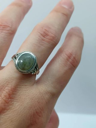 Anillo Plata Vintage Piedra Verde