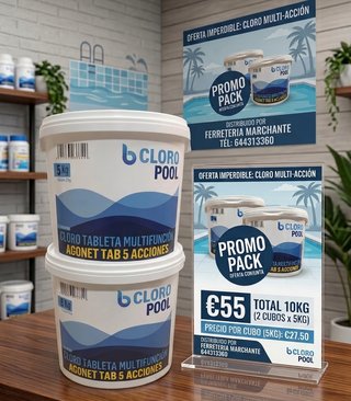2 Cubos Cloro 5kg Pastilla 5 Acciones
