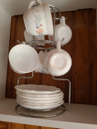 Juego de tazas de café con soporte