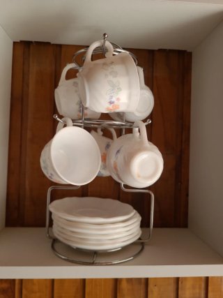 Juego de tazas de café con soporte