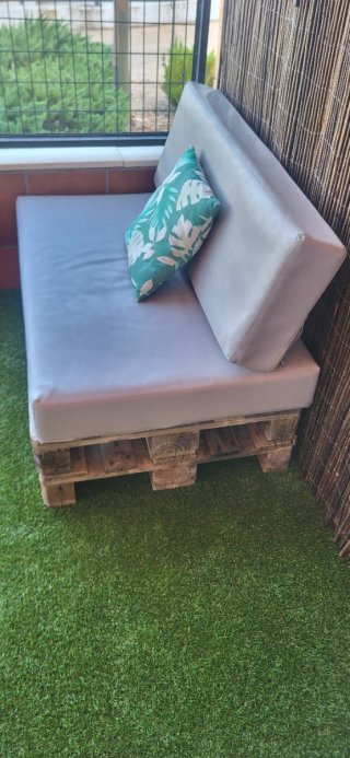 Sofá Palets Tela Náutica  Gris