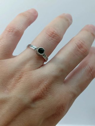 Anillo Plata Ajustable Piedra Verde