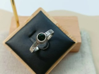 Anillo Plata Ajustable Piedra Verde