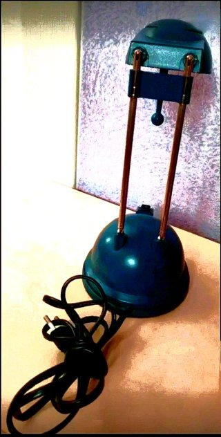 Lampada scrivania retrò blu/acciaio