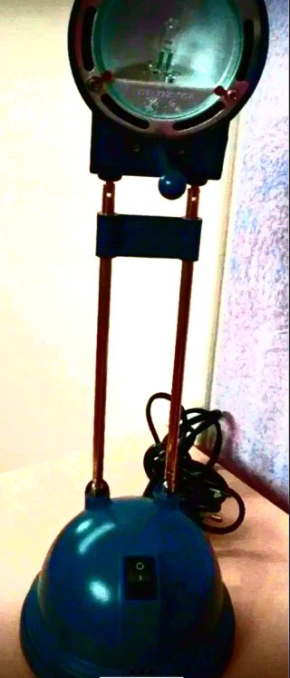 Lampada scrivania retrò blu/acciaio