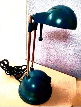 Lampada scrivania retrò blu/acciaio
