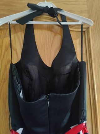 Vestido negro y rojo mujer