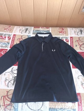 Polo Fred Perry azul manga larga