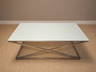 Mesa de centro y mesa auxiliar cristal y metal