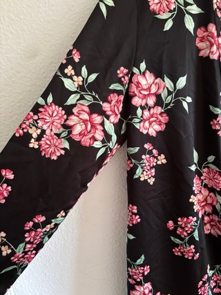 Kimono Negro Floral Talla Única