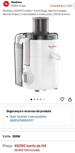 Centrifugadora Moulinex en color blanco