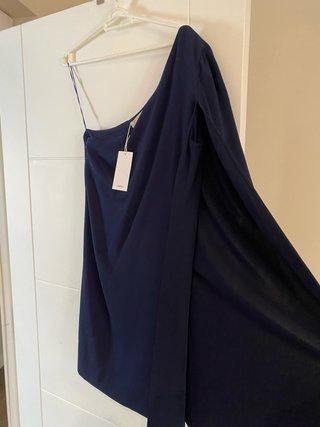 Vestido fiesta  Mango azul asimétrico