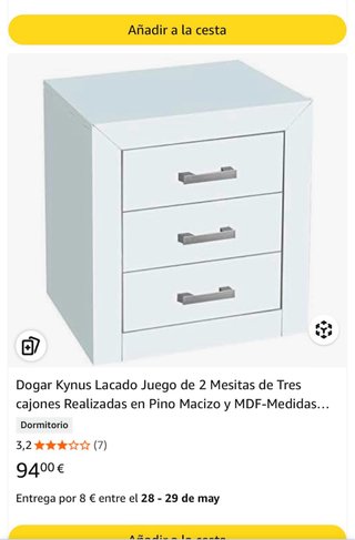 Juego 2 Mesitas Noche Dogar Pino/MDF