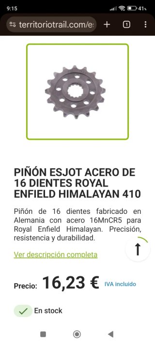 Piñón 16 Dientes Himalayan 411
