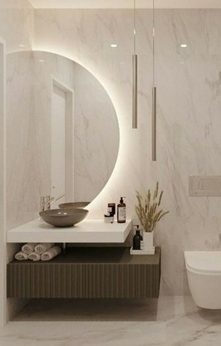 Espejo LED Semicircular de 118 altoX56 media luna