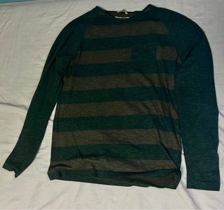 Camiseta manga larga rayas verde y marrón