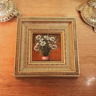 Piccolo Quadro dipinto anni 70 Vaso fiori cm 21x21