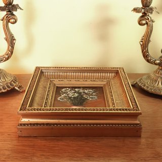 Piccolo Quadro dipinto anni 70 Vaso fiori cm 21x21