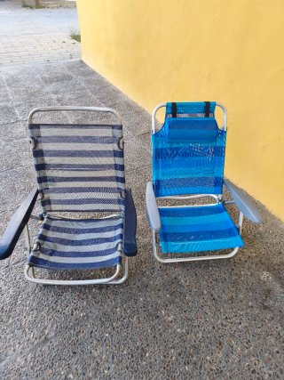 Silla de playa plegable azul