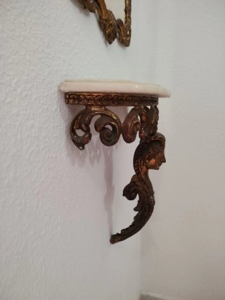 Conjunto Espejo, Repisa y Reloj Bronce