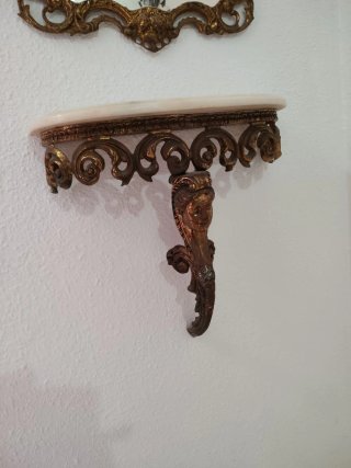 Conjunto Espejo, Repisa y Reloj Bronce