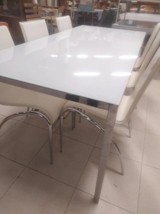 Mesa diseño cristal blanco
